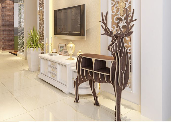 YJBETTER DIY 3D Wooden Puzzle Deer Decor Fake Animal Faux Deer Decor Craft Wood Art ,wooden bookshelf