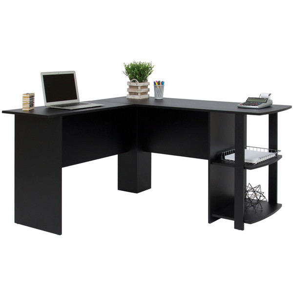 Best Choice Products L-Shaped Corner Computer Office Desk Furniture- Black