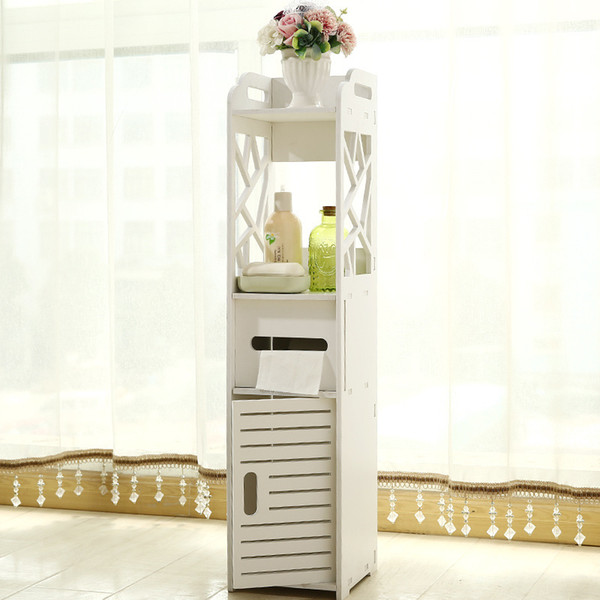 Multi Function Storage Cabinet Paris Eiffel Tower Pattern Toilet Side Cupboard Large Space Eco Friendly Bathroom Furniture Practical 41nf BB