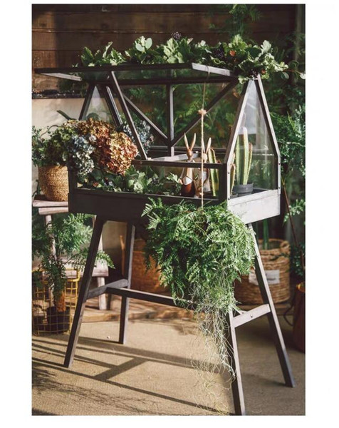 Floor glass rack Solid Wood Ground Glass Flower House Greenhouse Fleshy Plant Sunshine Warm Room Frost-proof Indoor Balcony rack Garden