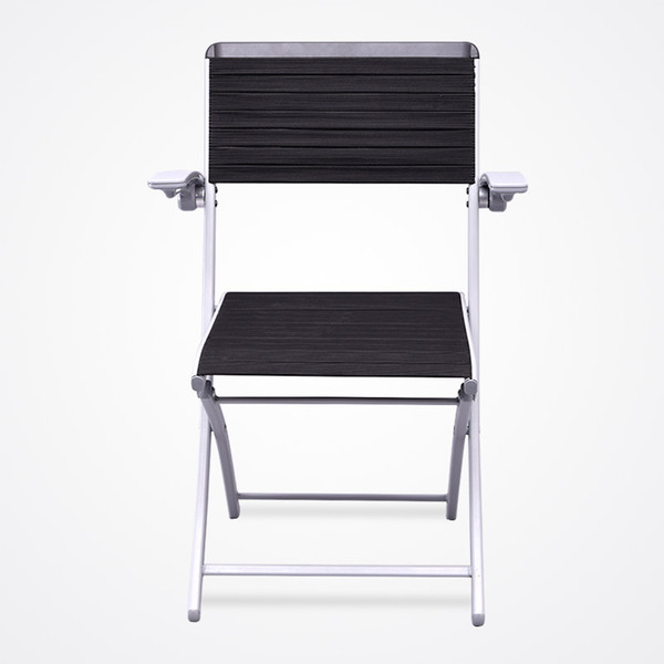 Black-New Design Natural rubber ribbon Steel Frame Upholstered Premium rubber Seat and Back Folding Chair High elasticity, 480 lbs Capacity