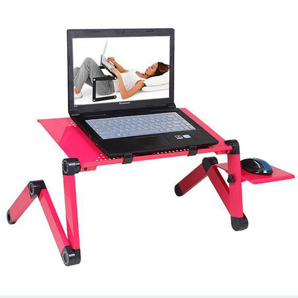 360°Adjustable Vented Laptop Table Portable Bed Tray Book Stand Tablet Foldable Laptop Notebook PC Desk,Black/Red