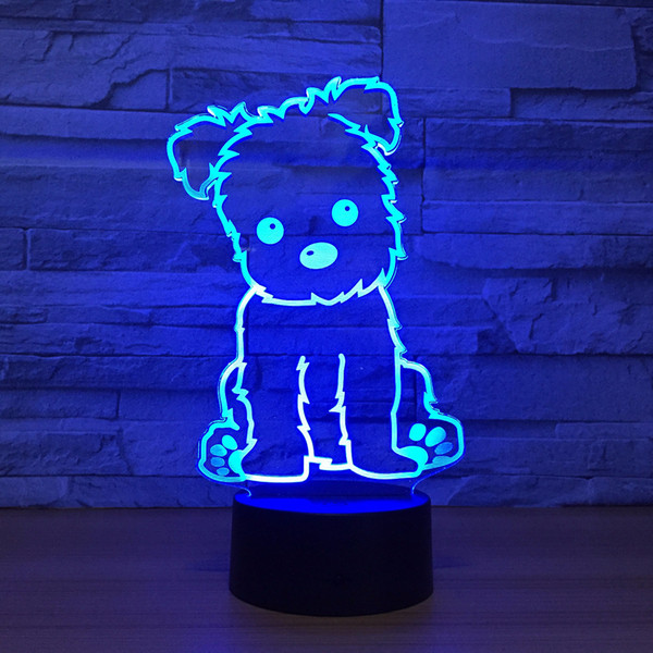 3D Creative dog lamp 3D light optical illusion kids night light AnimalTouch table lamp with remote boy girl bedroom birthday presentCreative