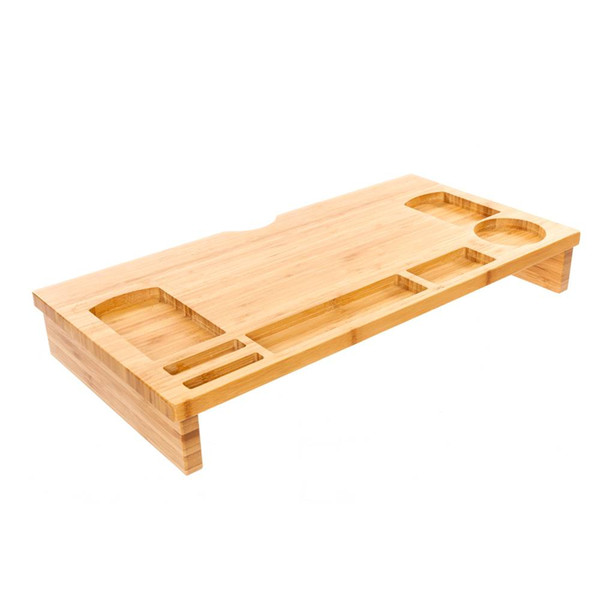 Multi-function Bamboo Table Type Rectangular Display Stand Wood Color Computer Table