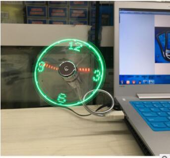 USB clock fan USB luminous clock fan USB true clock Led ShanZi fan factory direct sale