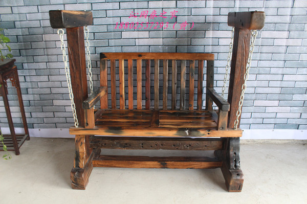 Old wooden boat original ecological wood mahogany rocking chair swing chair Toy chair lounge chair love seat swing chair