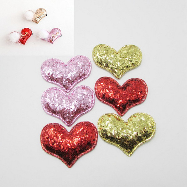 Girls Loving Heart-shaped Hair Clips 3 Designes Shiny Gold Powder DIY Gifts Accessories Cup Cake Toppers 300 Pieces DHL.