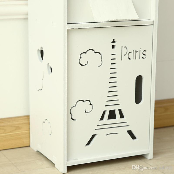 Tide White Bathroom Lockers Hollowed Out Design Waterproof Cabinet Paris Eiffel Tower Pattern Storage Cupboard Light Small 41nf cc