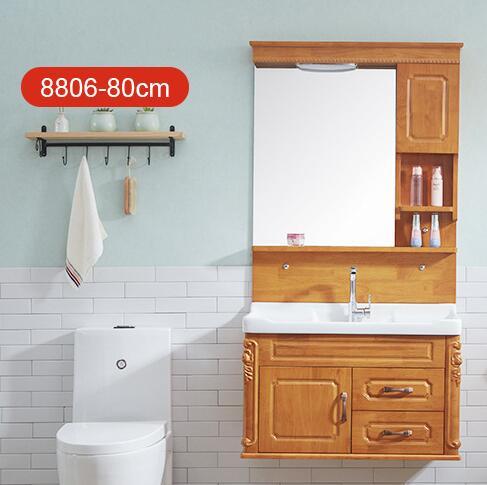 bathroom furniture European 80cm oak bathroom cabinet combined bathroom wash basin wash table wooden sanitary ware cabinet