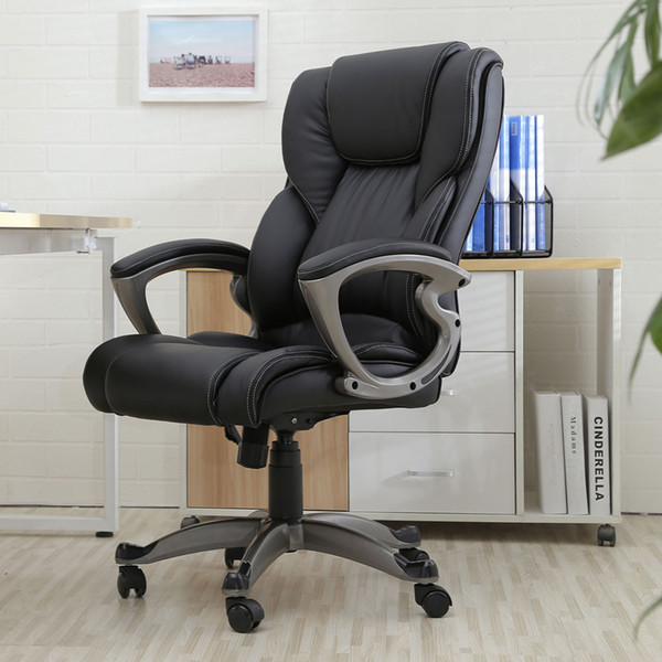 Executive Chair Swivel Office Chair Faux Leather High Back Gas Lift Black Armchair Rolling Legs Office Furniture Dropshipping