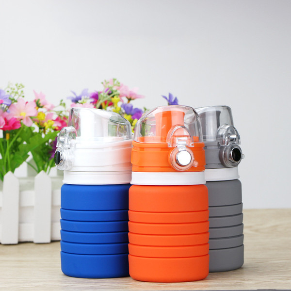 500ML Travel portable folding multi-function outdoor sports kettle silicone folding water bottle retractable cup environmental kettle