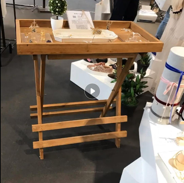 Folding tea table flower racks rural retro solid wood storage rack environmental protection wooden activity rack balcony wood flower rack