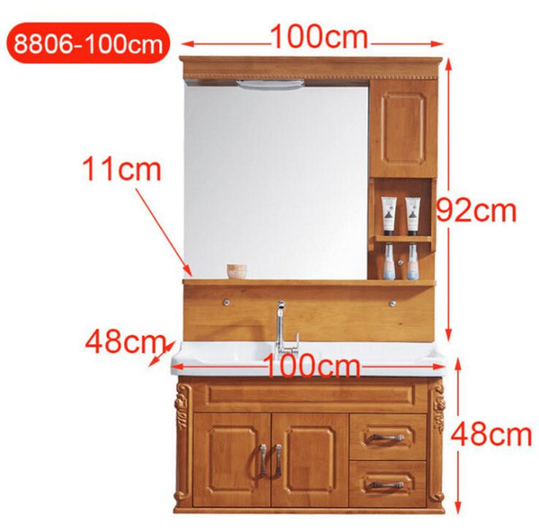bathroom furniture European 100cm oak bathroom cabinet combined bathroom wash basin wash table wooden sanitary ware cabinet