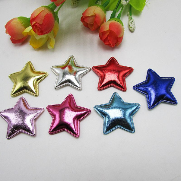Girls Glitter Star-shaped Hair Accessories 7 Designs PVC Accessories Desors For Clothes DIY Gifts For Cup Cake Toppers 50 pieces ePacket