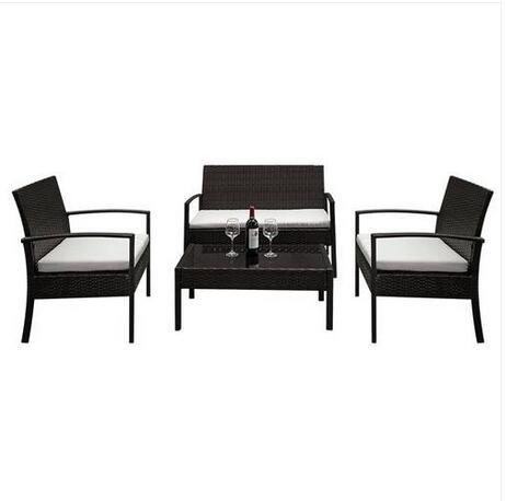 2019 Free shipping Wholesales Hot sales 2pcs Arm Chairs 1pc Love Seat & Tempered Glass Coffee Table Rattan Sofa Set Brown Gradient