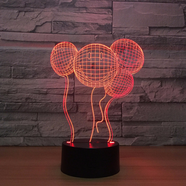 3DCreative balloon t 3D light optical illusion kids night light AnimalTouch table lamp with remote boy girl bedroom birthday presentCreative
