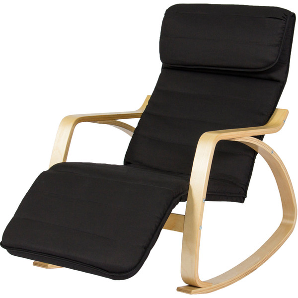 Wood Recliner Rocking Chair W/ Adjustable Foot Rest Comfy Relax Lounge Seat