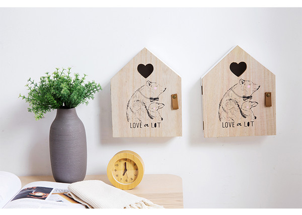 Creative Personality Wooden Key Storage Box Storage Rack Key Hook