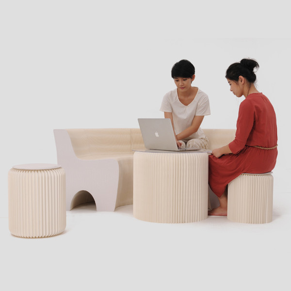 H65xL300cm Novel Innovation Furniture Pop - Smart Bench Indoor Universal Waterproof Accordion Style Foldable Kraft Sofa For 6 Seats 71-1044