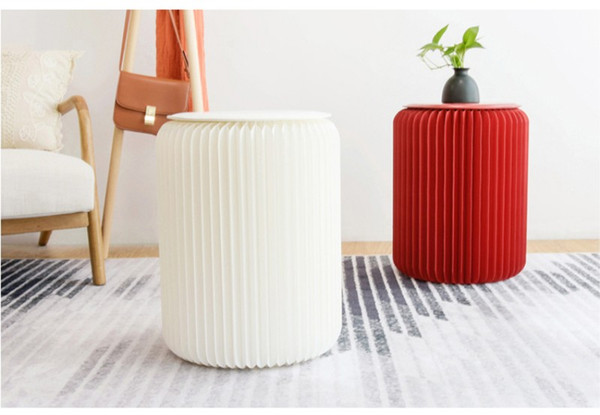 H63xDia56cm Innovative Furniture Pop - Small Table Round Indoor Tea Table Waterproof Accordion Style Kraft Foldable Negotiating Table Round
