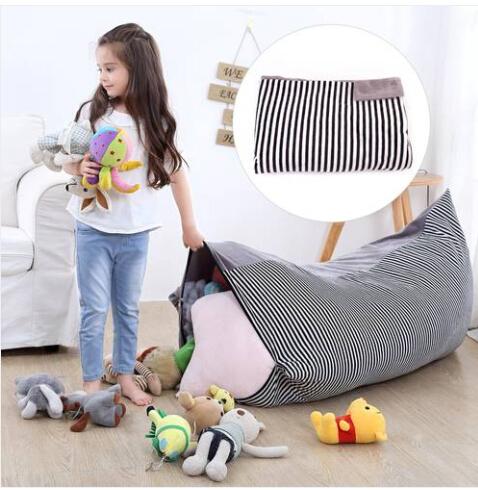 Stuffed Animal Storage Bean Bag Chair Large Canvas Pouch Stripe Chair Sofa