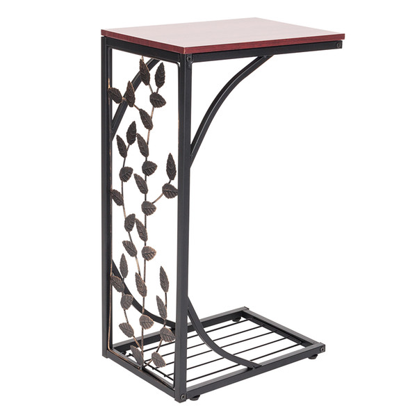 54*30.5*21CM Leaf Pattern Iron Side Table Coffee Table Brown Color