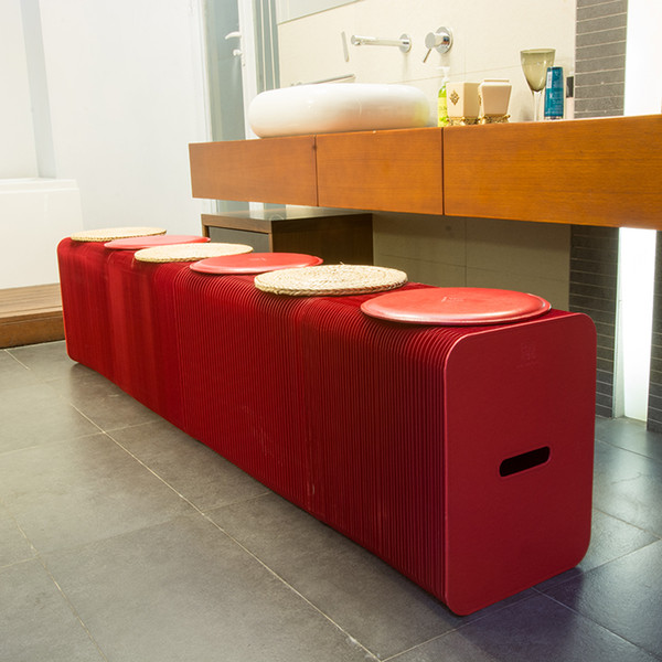 H42cm x L300cm Innovation Furniture Pop - Smart Bench Indoor Universal Waterproof Accordion Style Kraft Portable Chair for 6 Seats 71-1023