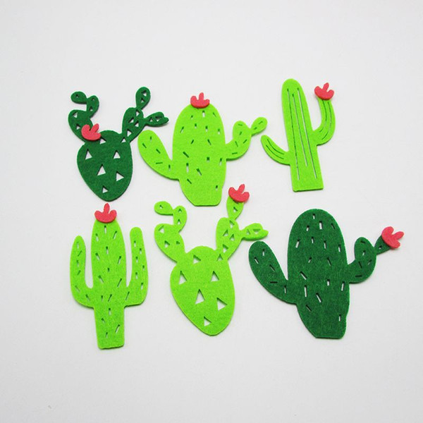 Cup Cake Toppers Accessories 6 Designs DIY Gifts Cactus Shaped Decorations Accessories For bag,Jeans,Hat Hawaiian Style 500 Pieces DHL