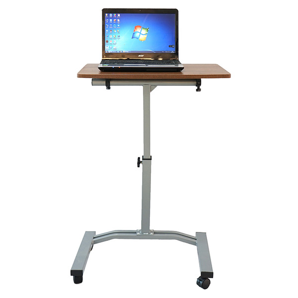 Height Adjustable Laptop Desk Brown Sofa Side Over Bed Notebook Table w/Rolling