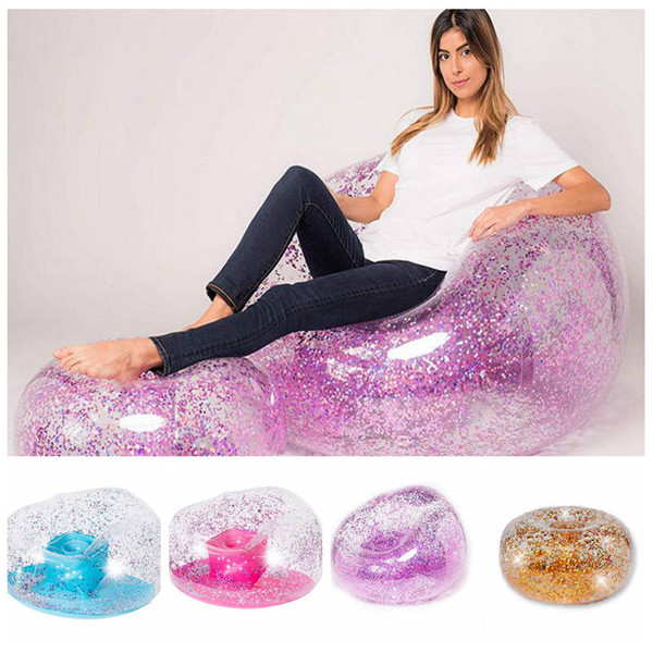 Inflatable Sofa Colorful Glitters Air Mattress Bedroom Lounger Lazy Sleeping Bag Beach funny Adult Children Pool Toys Air Sofa CLS119