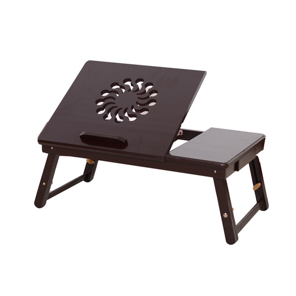Laptop Computer Desk Bamboo Adjustable Computer Desk 53cm Fashionable Sunflower Engraving Pattern Foldable Breakfast Serving Bed Tray Drawer