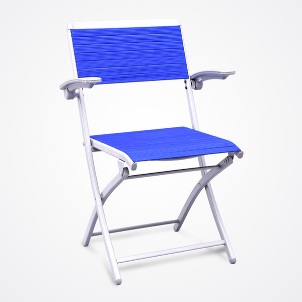 Blue-New Design Natural rubber ribbon Folding Chair with High elasticity, 480 lbs Capacity