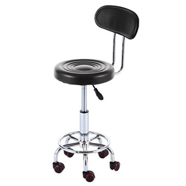Adjustable Hydraulic Swivel Bar Stool Massage Spa Stripe Backrest Chair Black