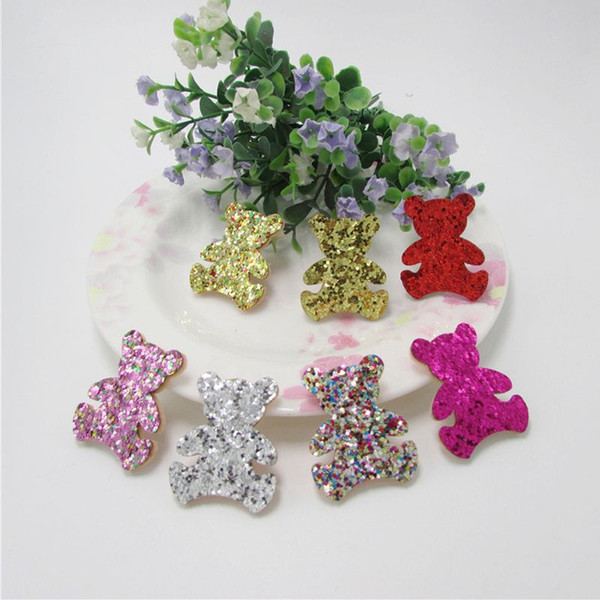 Baby Glitter Hair Clips Accessories 7 Designs Bear Shap Cup Cake Toppers DIY Gifts Decorations For Clothes, Bags ,Shoes 300 pieces DHL
