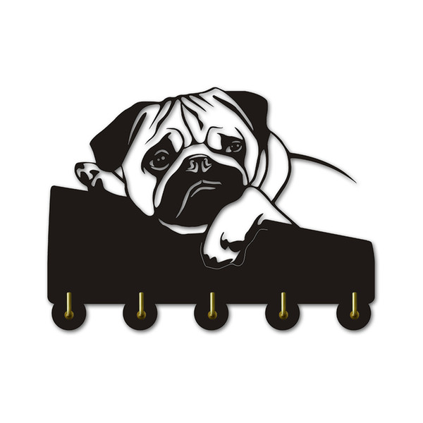 English Bulldog Clothes Hooks Lovely Puppy Dog Animal Silhouette Wall Hanger Towels Hooks Nursery Decor For Bathroom