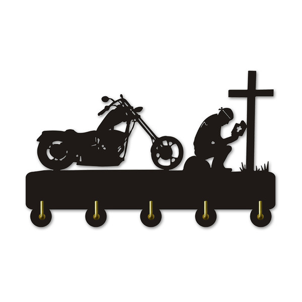 Biker Praying At Cross Motorcycle Wall Hook For Clothes Bag Keyring Creative Hanger Motorbike Riders Motorcyclist