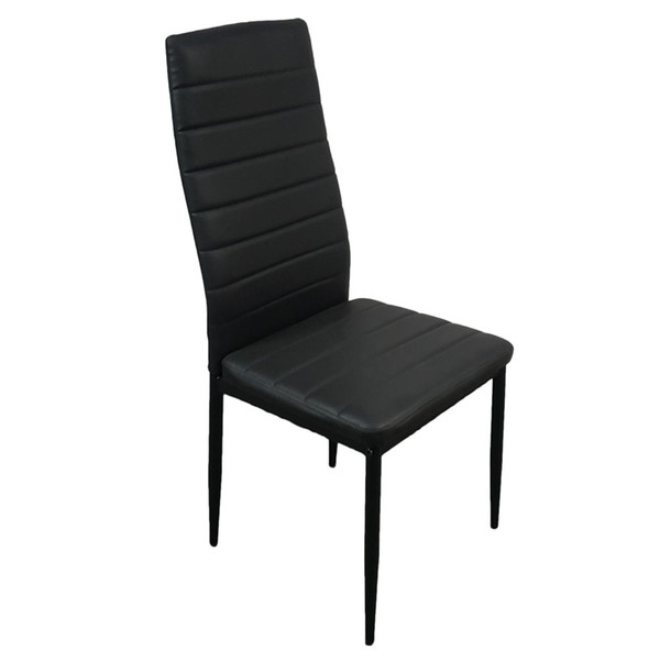 luxurious 4pcs Elegant Assembled Stripping Texture High Backrest Dining Chairs Black