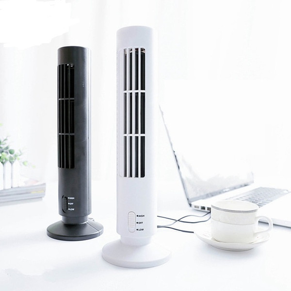 Portable Mini USB Leafless Tower Fan Portable Mini USB Battery 2.5W Vertical Bladeless Tower Fan Desk Cooling Leafless Free Shipping NB