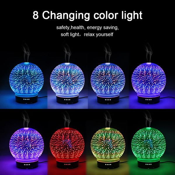 Ledertek 100ml 3D Aromatic Night Light Aroma Essential Oil Diffuser Ultrasonic Cool Mist Humidifier with 8 Color LED Mood Light