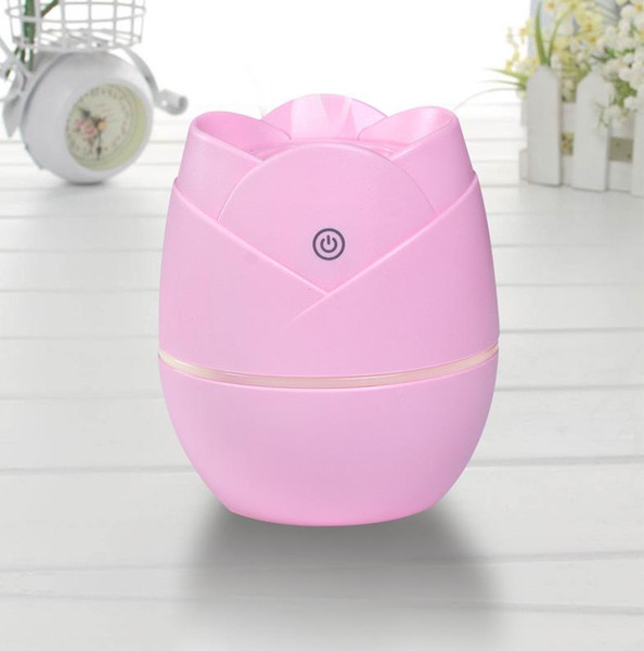 1 pc Cute Rose Design Mini USB Car Air Humidifier LED Light Essential Oil Aroma Diffuser Aromatherapy Home Office Mist Maker Fogger