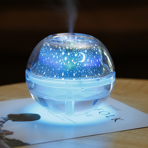 Night light humidifier USB creative home colorful projection air purification humidifier crystal projection humidifier large capacity