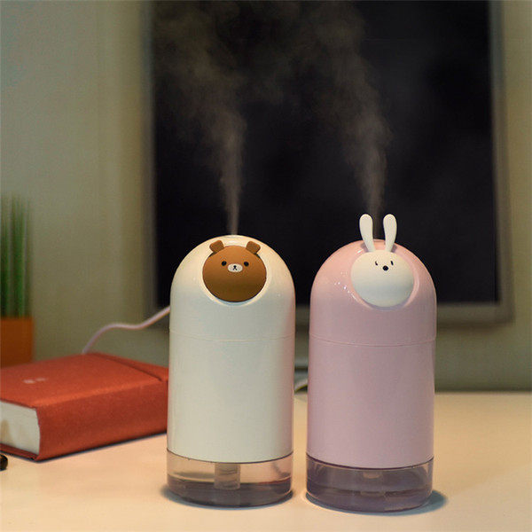 Mini Animal Cartoon 280ml USB Humidifier Ultrasonic Bear Rabbit Air Humidifiers Mist Maker Air Purifier Desktop Decoration DHL free