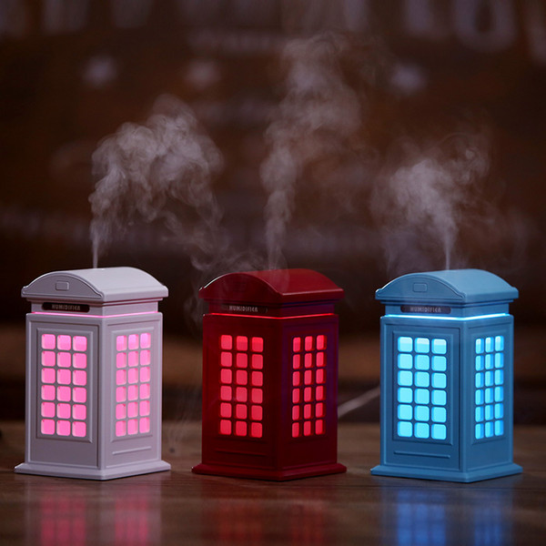 USB Telephone Booth Humidifier LED Night Light Ultrasonic Air Humidifiers Mist Maker 300ml Mini Household Air Purifier