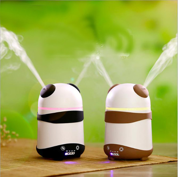 1pc Panda aromatherapy machine Double hole spray aroma humidifier Creative cartoon colorful night light air humidification