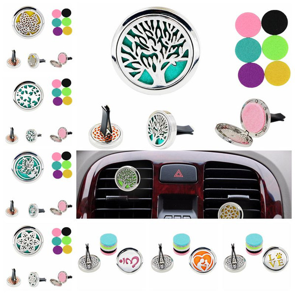 Car Essential Oil Diffuser Aromatherapy 30 mm Stainless Steel car vent clip diffuser Locket Vent Clip Air Freshener with 1pc Felt Pads