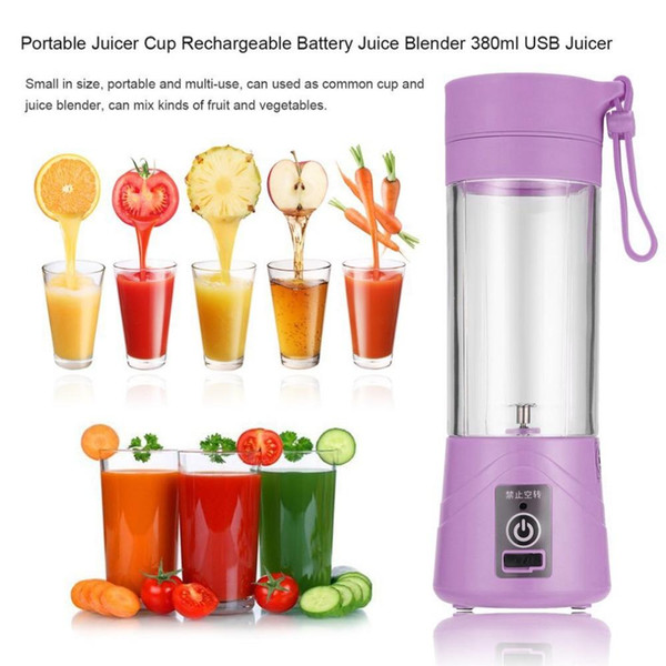 High Quality 380ml USB Electric Fruit Juicer Handheld Smoothie Maker Blender Rechargeable Mini Portable Juice Cup Water Bottle