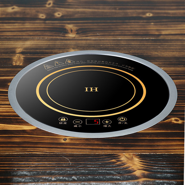 288mm Hotpot restaurant commercial embedded round induction cooker with steel ring embedded desktop dual-use Touch switch 220V 2000W F-288B