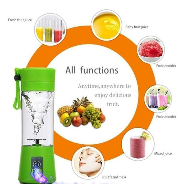 Hot Sale High Quality 380ml USB Electric Fruit Juicer Handheld Smoothie Maker Blender Rechargeable Mini Portable Juice Cup Water Bottle