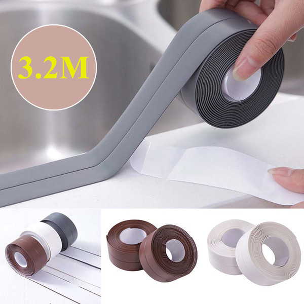 3.2M Self Adhesive Bath And Wall Sealing Strip Sink Basin Edge Trim Kitchen Waterproof Oil-proof Flexible PVC Sealing Strip