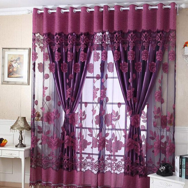 New 250cm*100cm Print Floral Voile Door Curtain Window Room Curtain Divider Scarf hot sale high quality C0129